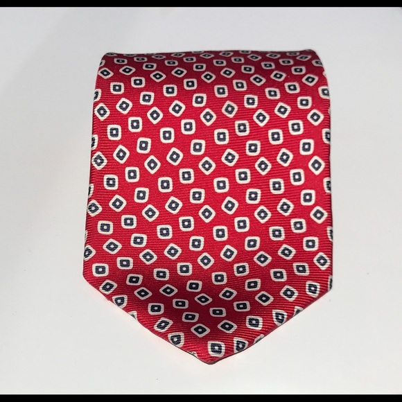 Jos. A. Bank Red Tie with White/Blue Square Tie - Picture 6 of 6